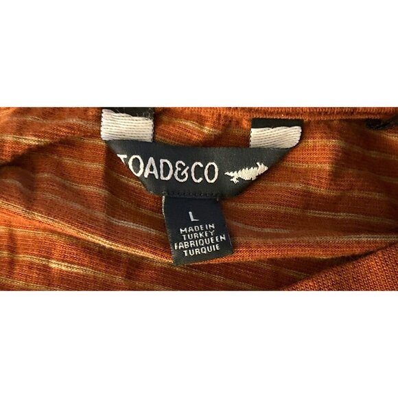 Toad&Co Organic Cotton Crewneck Rust Stripe Pullover Men Size Large - Picture 5 of 6